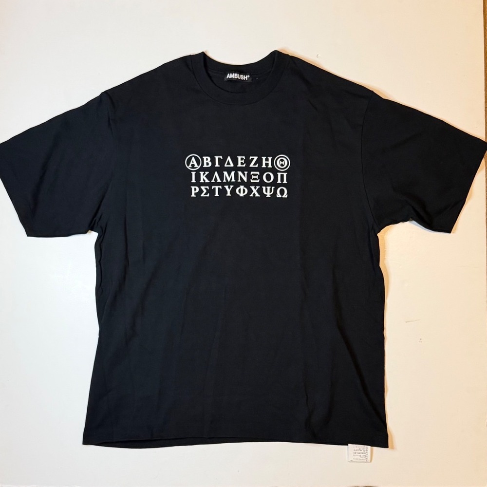 Ambush x AlphaTheta Exclusive T-Shirt Size L Black Greek Alphabet Tee